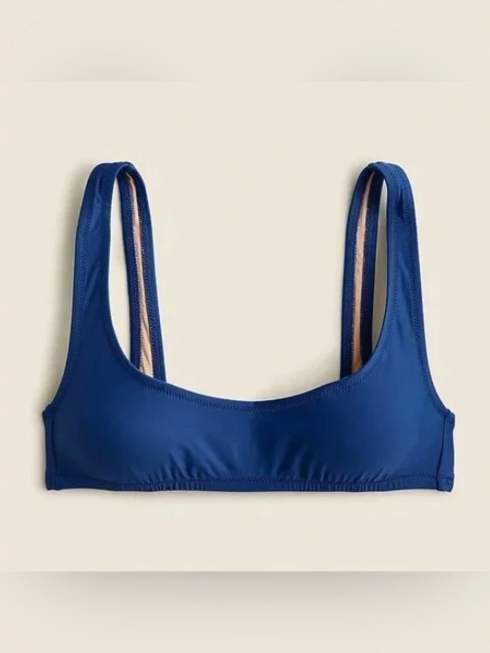 NWT J.Crew Heritage Scoopneck Bikini Top Blue Size Large